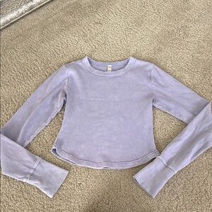 FREE PEOPLE FP MOVEMENT Purple Ribbed Crop Long Sleeve Top S